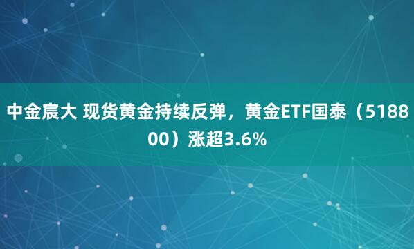 中金宸大 现货黄金持续反弹，黄金ETF国泰（518800）涨超3.6%